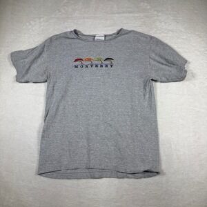 Monterey Embroidered Graphic T Shirt Gray Short Sleeve Cotton Mens Medium